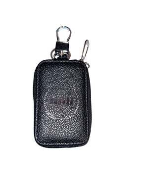 Best Dad Ever Embossed Black PU Leather Zippered Car Key Fob Holder Case